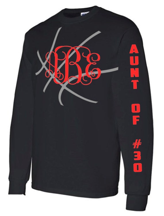 Basketball Aunt Long Sleeve Shirt Monogram Basketball Shirt