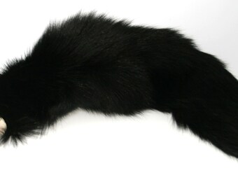 Real Fur Black Fox Tail Butt Plug! Metal or Silicone Butt Plug. BDSM, Cosplay, Neko, Fetish wear, Anal Plug mature