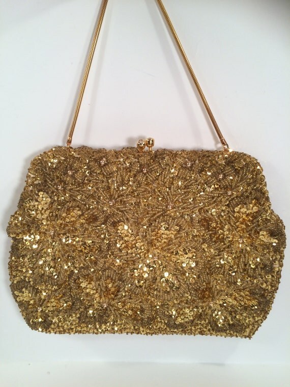 gold sequin evening bag