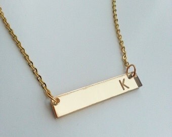 Personalized Initial Bar Necklace (Mirror Acrylic)