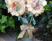 Primitive Flower Stems made from Cutter Quilt