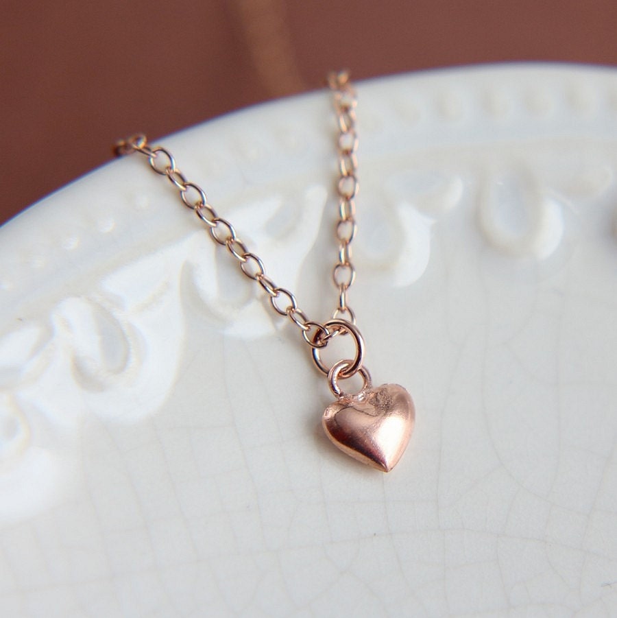 SALE Heart Necklace Small Heart Necklace Rose Gold Heart