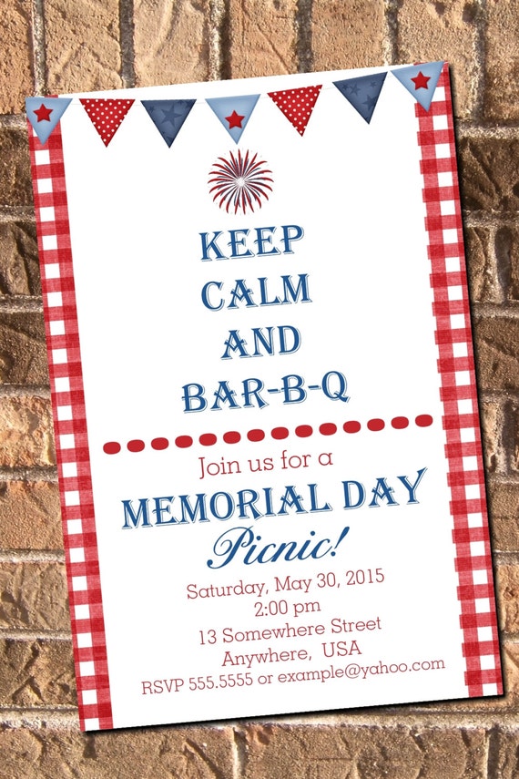 Memorial Day 4th of July Keep Calm BBQ Invitation Il_570xn