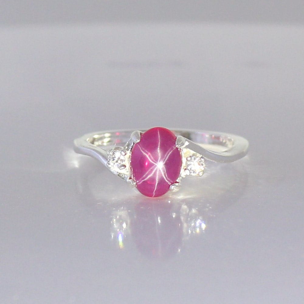 Star Pink Sapphire Ring Sterling Silver FREE by TSNjewelry on Etsy