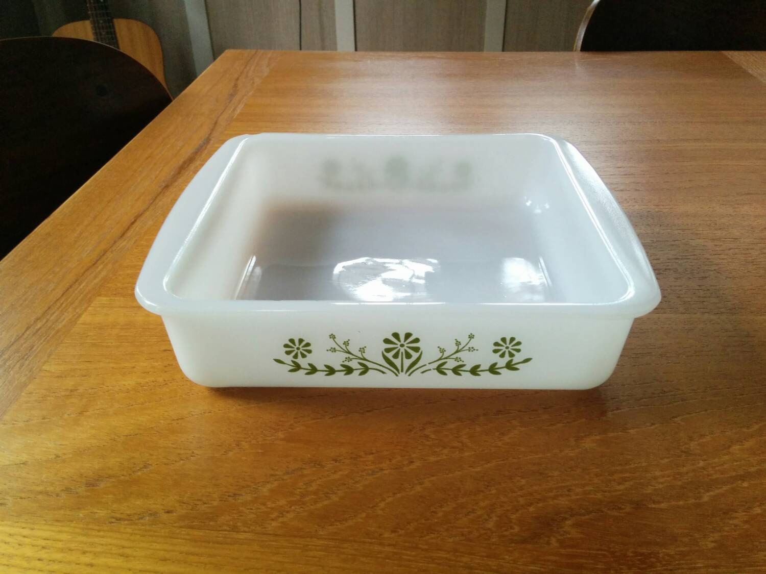 Vintage Glasbake Square Casserole Baking Dish Milk Glass With