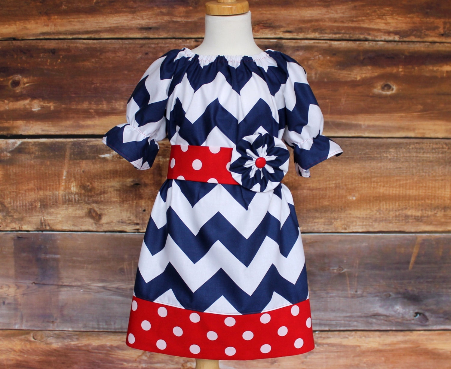 Navy Chevron Peasant Dress Newborn To Child 11 12 Baby Infant