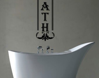 BATH With Scroll - Vinyl Wall Art Decal For Your Bathroom - Vinyl Decal