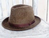 Vintage felt men hat    brown Gentleman style  headdress Retro hat wool silk   Hipster hat  Spring wearing gift for him  Spring fashion