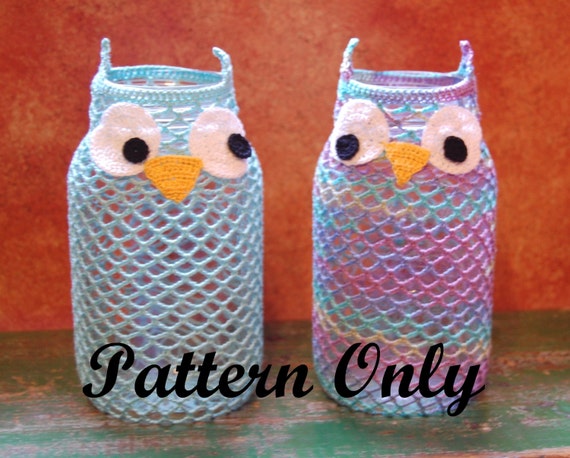 jar pattern crochet cover Owl Jar LithonyDesigns Etsy on Crochet Mason by