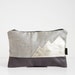 Linen and leather clutch, Metallic evening purse, Gold leather mountain design, Linen and leather pouch