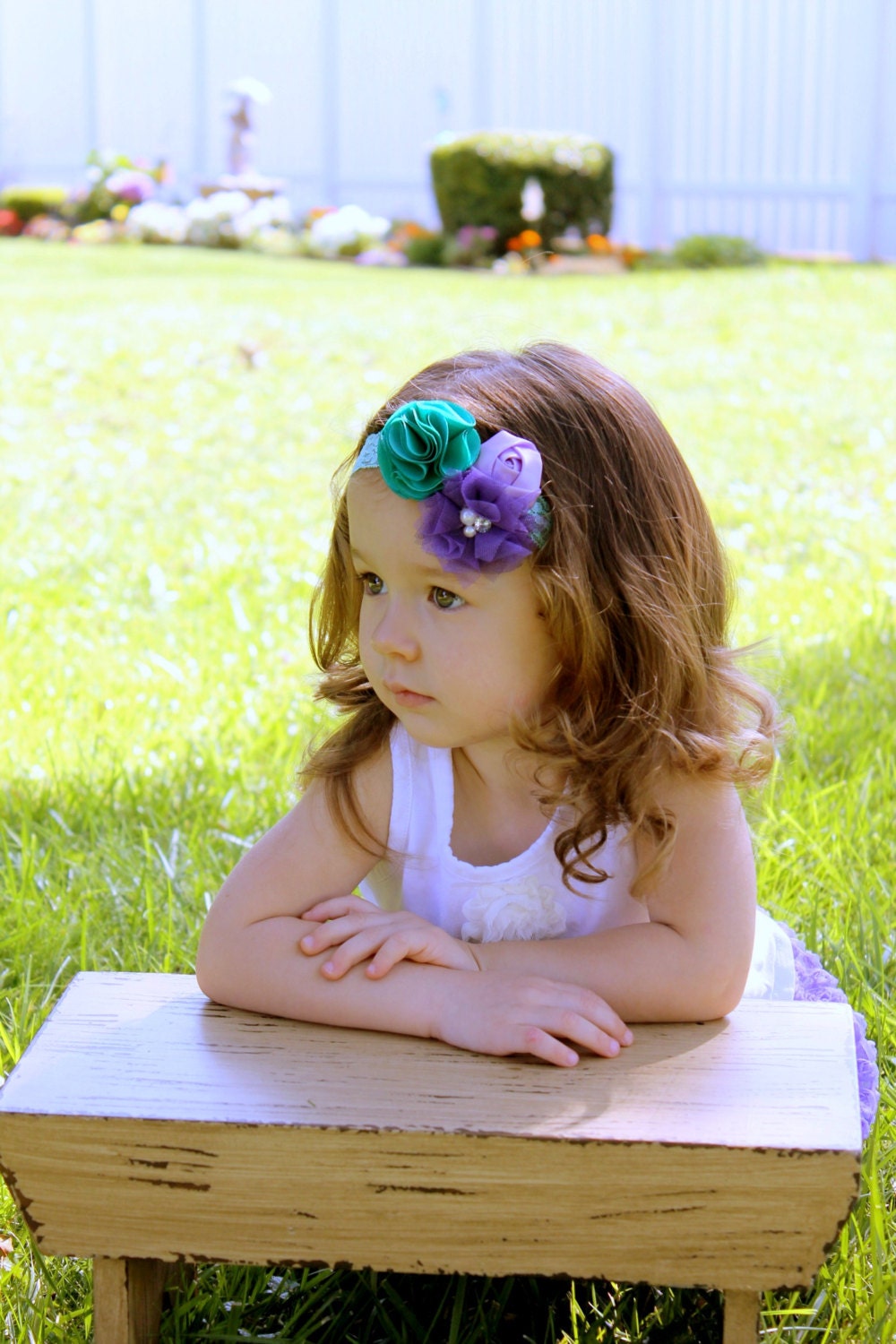 Purple Flower Headband Lavender Baby Headband Teal Flower