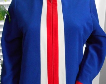Vintage 70's Blue Full Length Robe by JC Penny Size 14