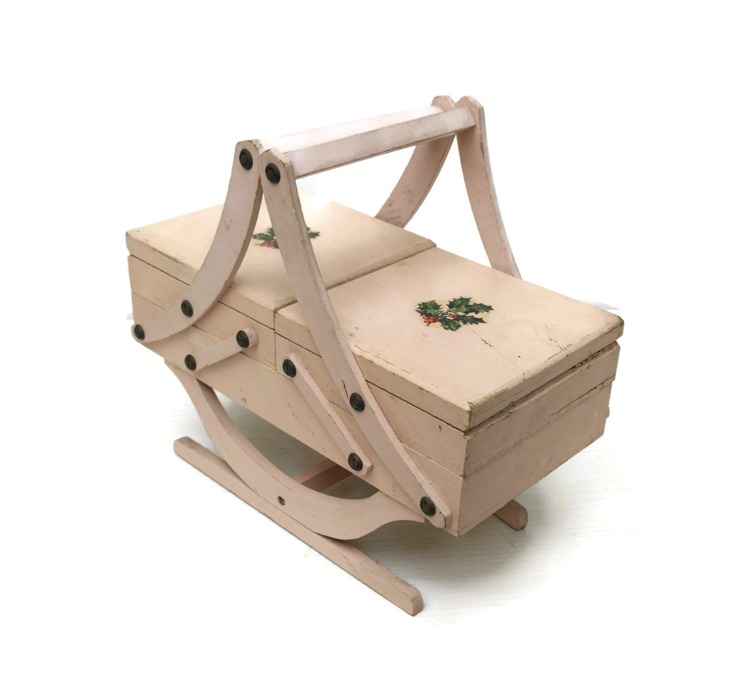 Accordion Sewing Box. Vintage Sewing Box. Fold Out Sewing Box.