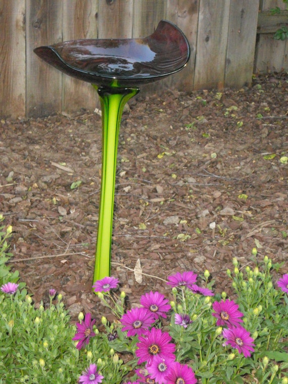 Repurposed Purple Glass Bird Bath by ReUseMagic on Etsy