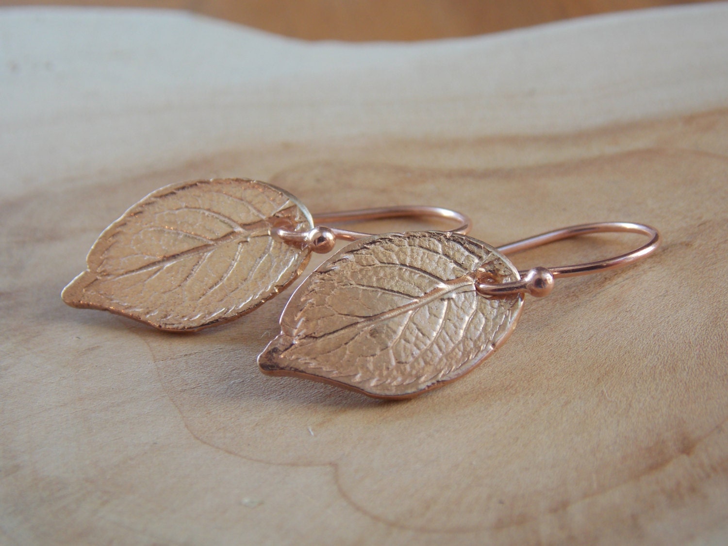 Rose Gold Leaf Earrings / Leaf Earrings / Small Rose Gold