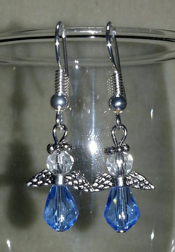 Light Sapphire Angel Earrings