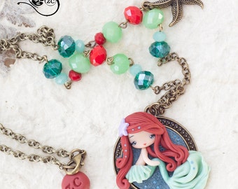 polymer clay necklace / Ariel / disney / princess / clay