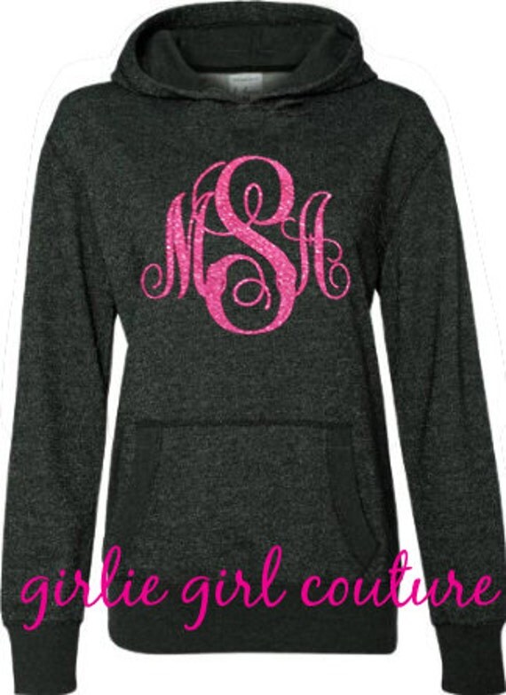 Custom Glitter Monogram Sparkle Hoodie Youth by GirlieGirlCouture