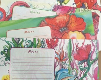 Original Art, for your Desk - Notepad filled with fifty-two botanical prints and lots of room for Notes.