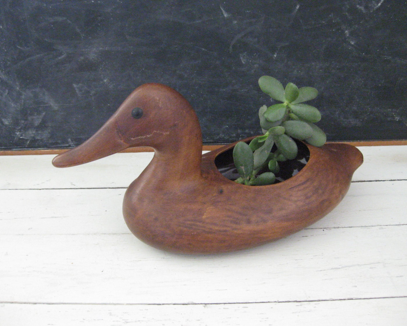 Vintage Duck Decoy Planter Faux Wood Ceramic by IrwinStMercantile