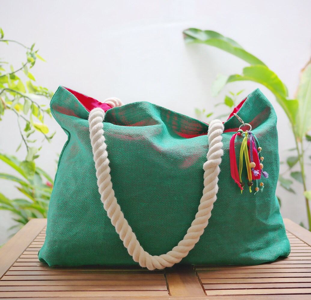 Custom beach totes / jute tote bag / playa del carmen