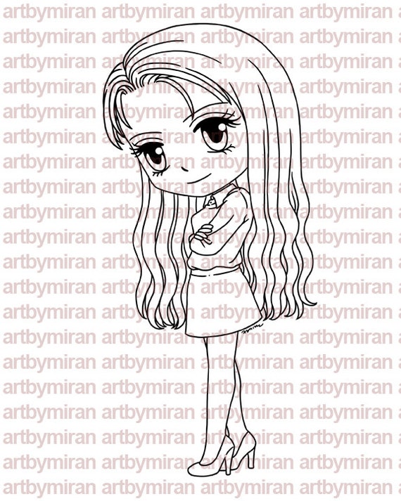 Digital Stamp - Sassy Sandra(#198), Digi Stamp, Coloring page, Printable Line art for Card and Craft Supply