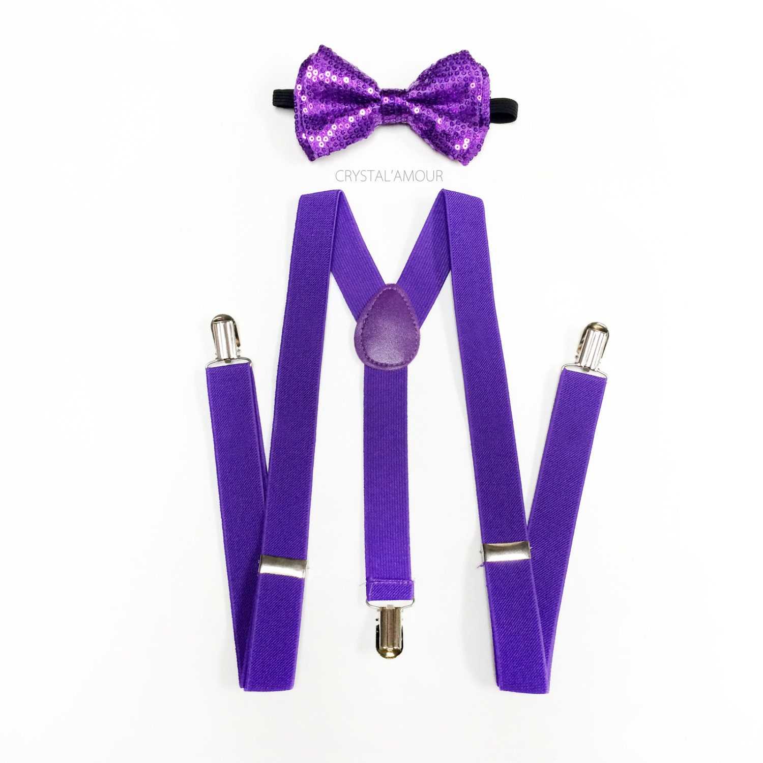purple suspenders purple bowtie men's bow tie and