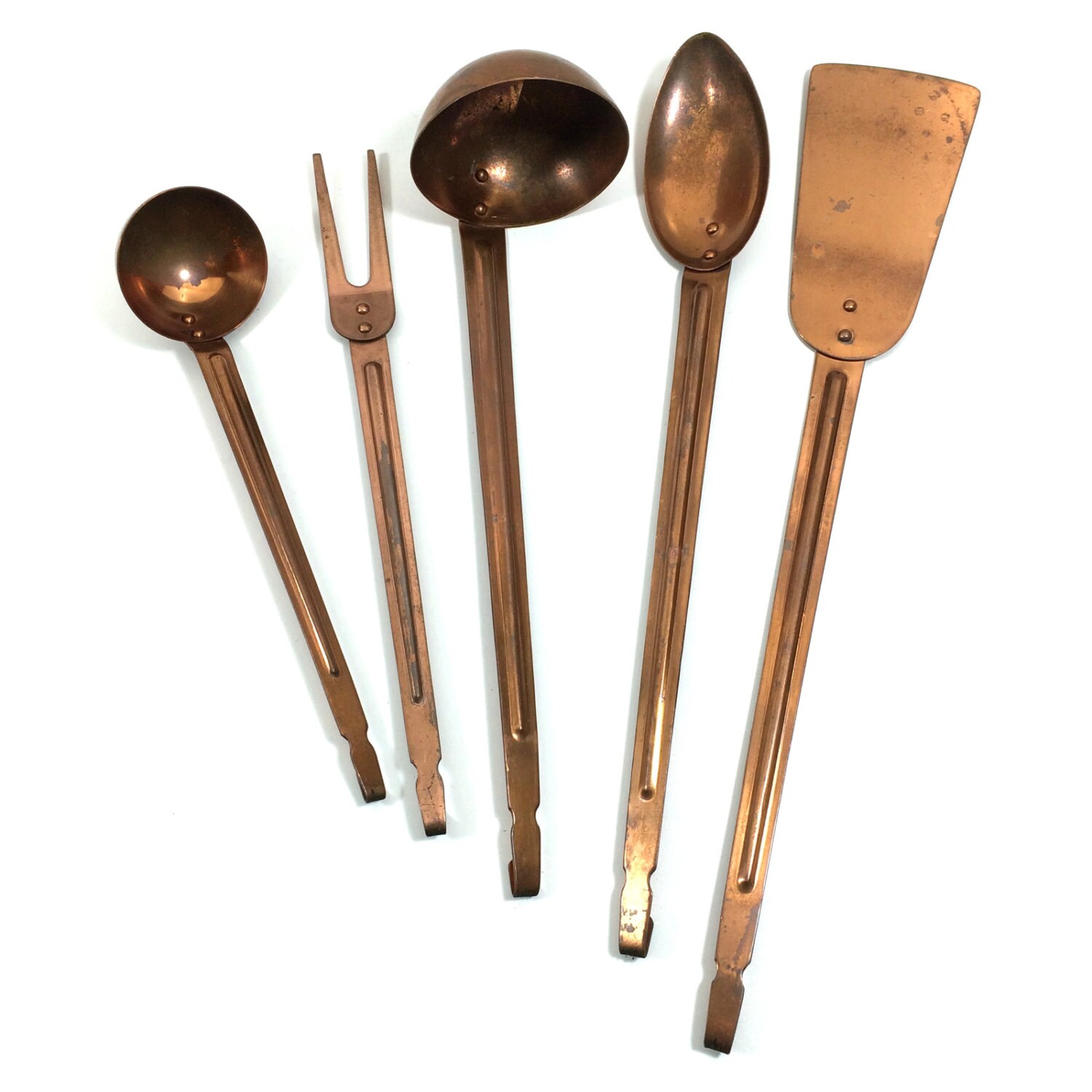 Vintage ODI Copper Hanging Utensil Set, Kitchen & Serving Decor, Ladle ...