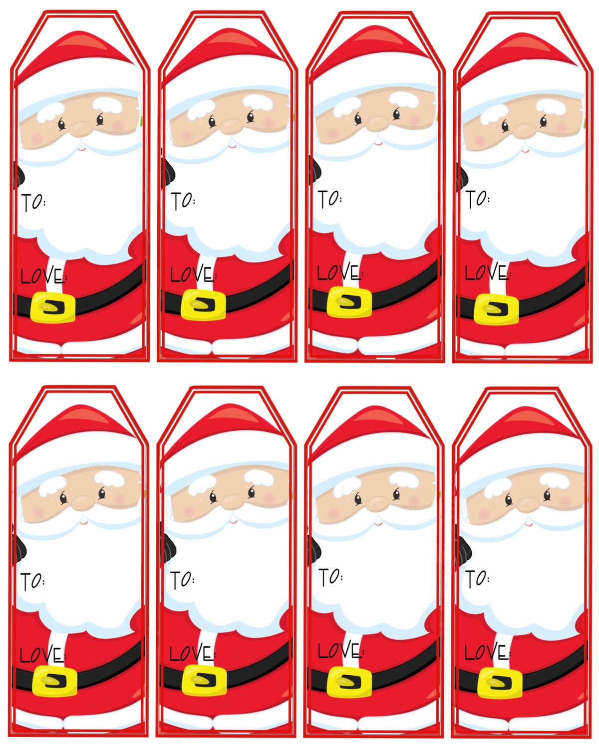 Santa Claus Gift Tags Printable Christmas Tags Instant