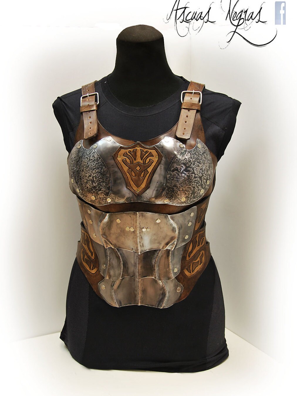 Steel and leather female chest armor. LARP. Fantasy armor.
