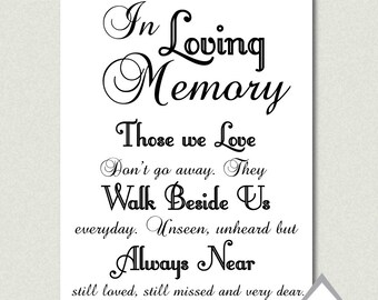In Loving Memory, Wedding Sign, Printable PDF, JPEG, Instant Download Digital File