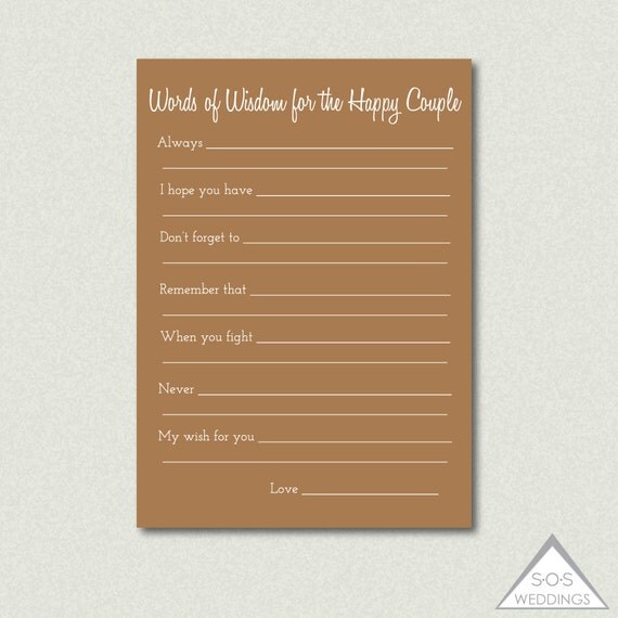 Printable Well Wishes Advice for the Couple Well by 
