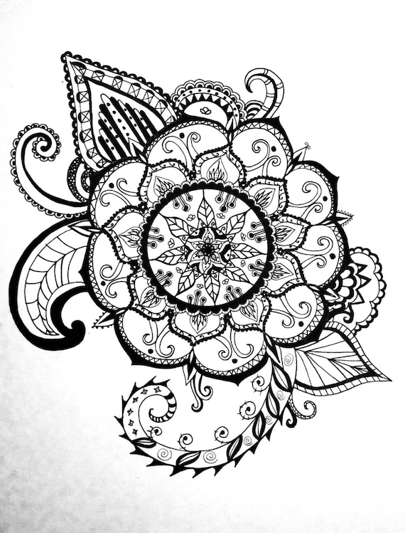 Mandala Pen and Ink Print 8 x 10 Home Decor by CalmBeforeDawn