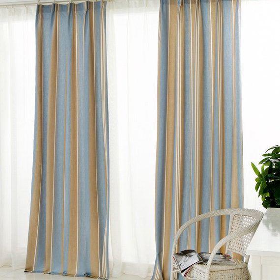 Items similar to Two 5354" Wide Curtain Panels Blue Grey Color Block