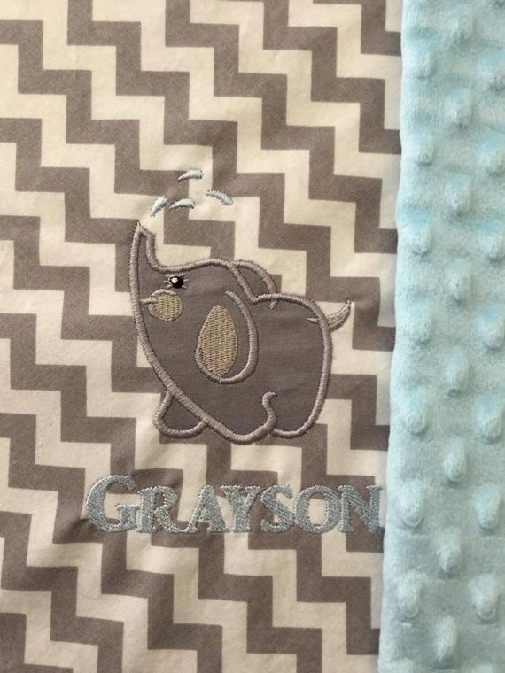 Cute Elephant Baby Blanket Personalized by OurAdorableBaby
