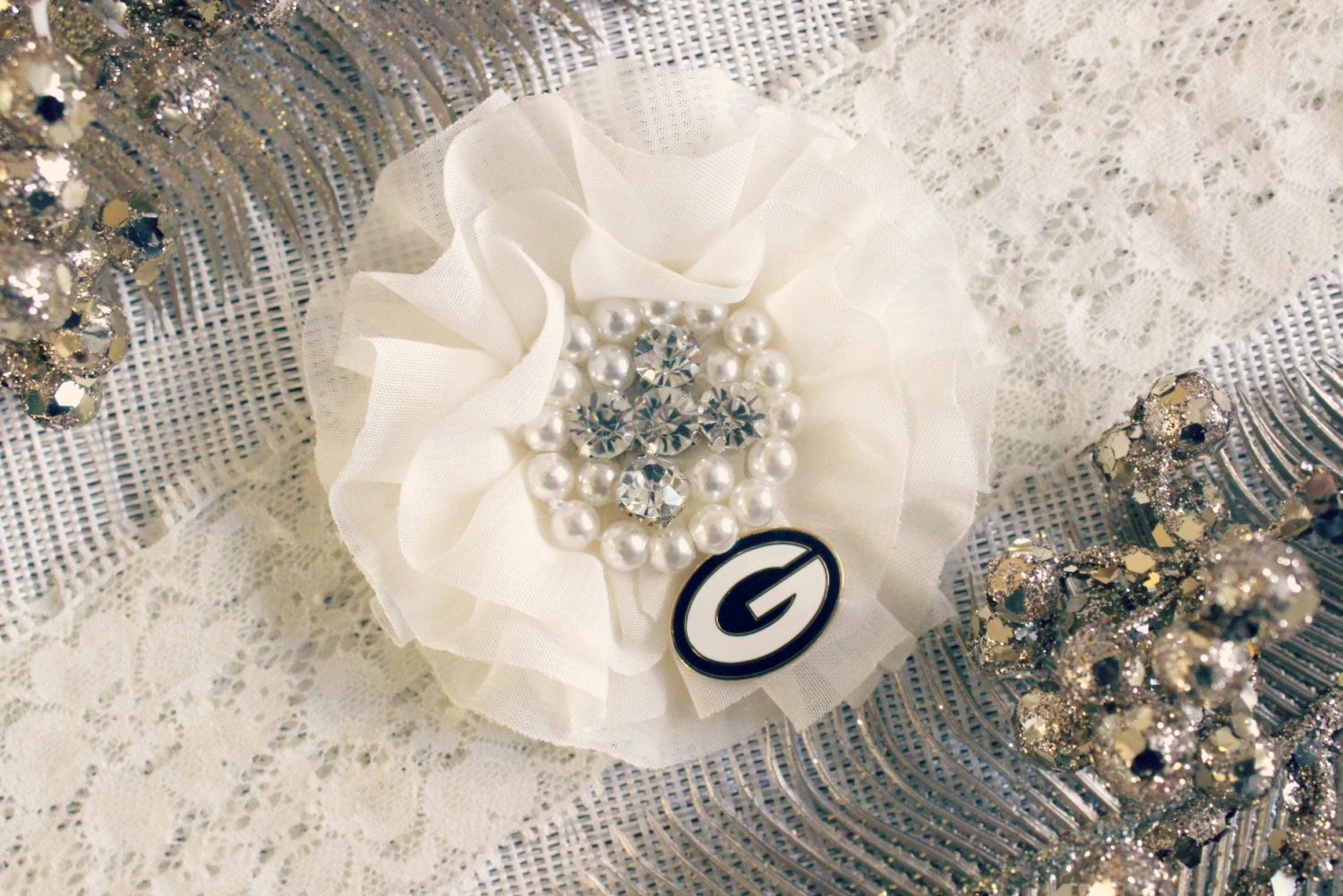 CUSTOMIZED Green Bay Packers Ivory Wedding Garter Bridal
