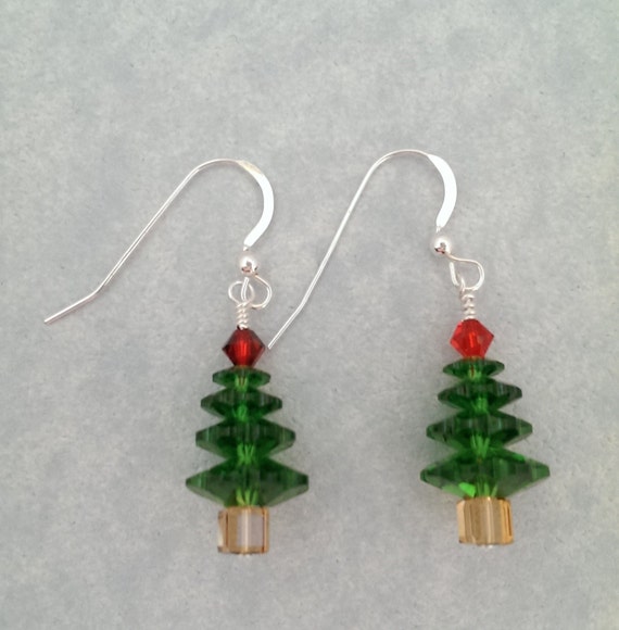 swarovski dangle fern green christmas tree earrings swarovski dangle fern green christmas tree earrings