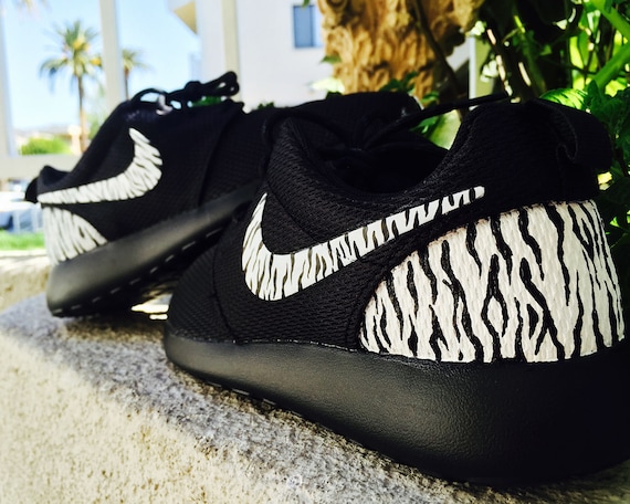 Nike Roshe Run custom hand painted zebra print animal print