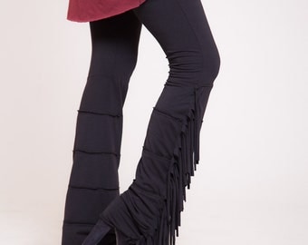 Black leggings, funky tights, womens pants, fringe leggings, cool leggings, native american clothing Sizes : XS / S / M / L / Xl