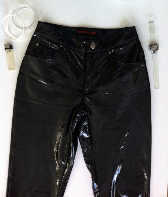 black pvc pants