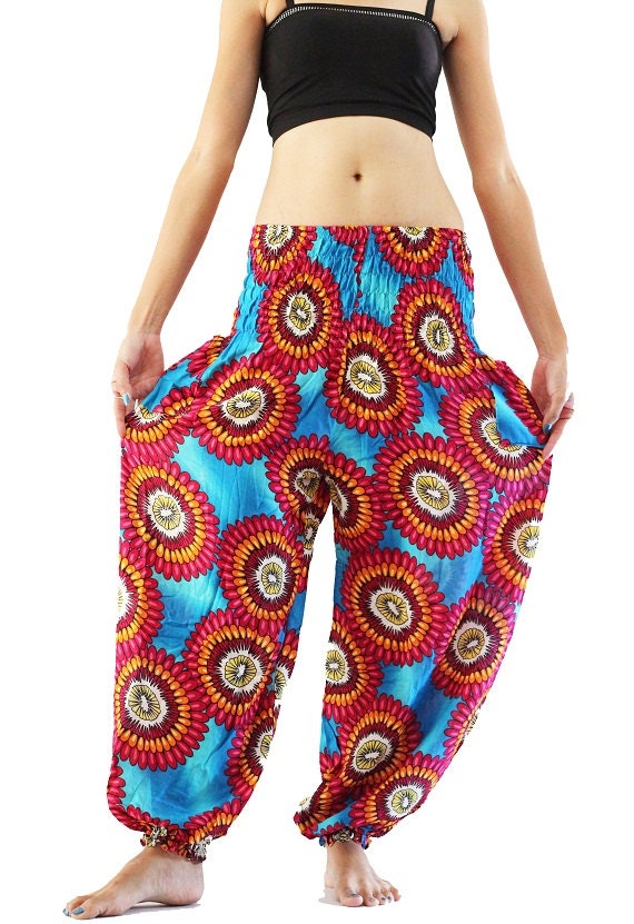 Items similar to Boho yoga pants sunflower print hoop pants beach pants ...