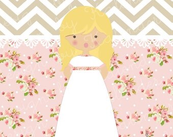 First Communion or Confirmation Girl Invitation NLR-06. A la Carte. DIY Printable.