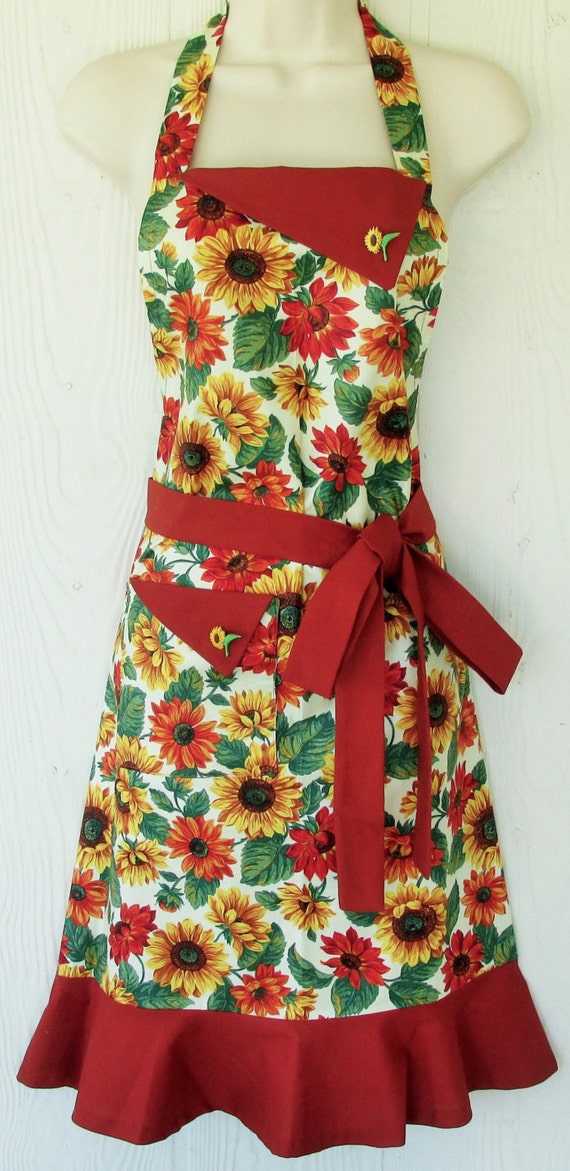 Sunflower Apron Sunflowers Cute Apron Retro Style Autumn