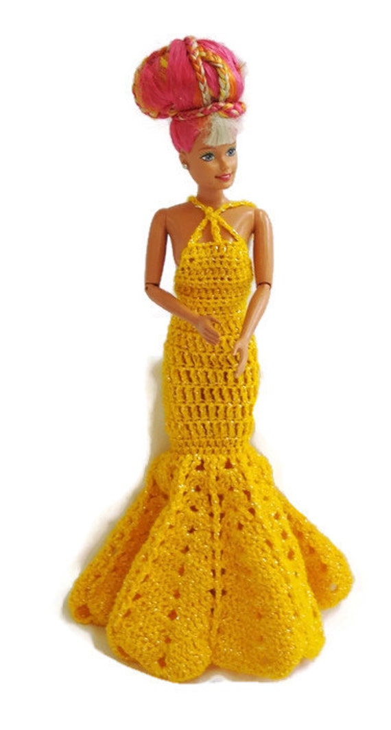 Caribbean Barbie Crocheted Gold and Siver Gown by GiveAMiracle