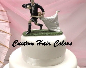 Custom Wedding Cake Topper - Bride and Groom - Love Match Wedding Cake Topper - Rugby Couple - Rugby Wedding - Rugby Cake Topper