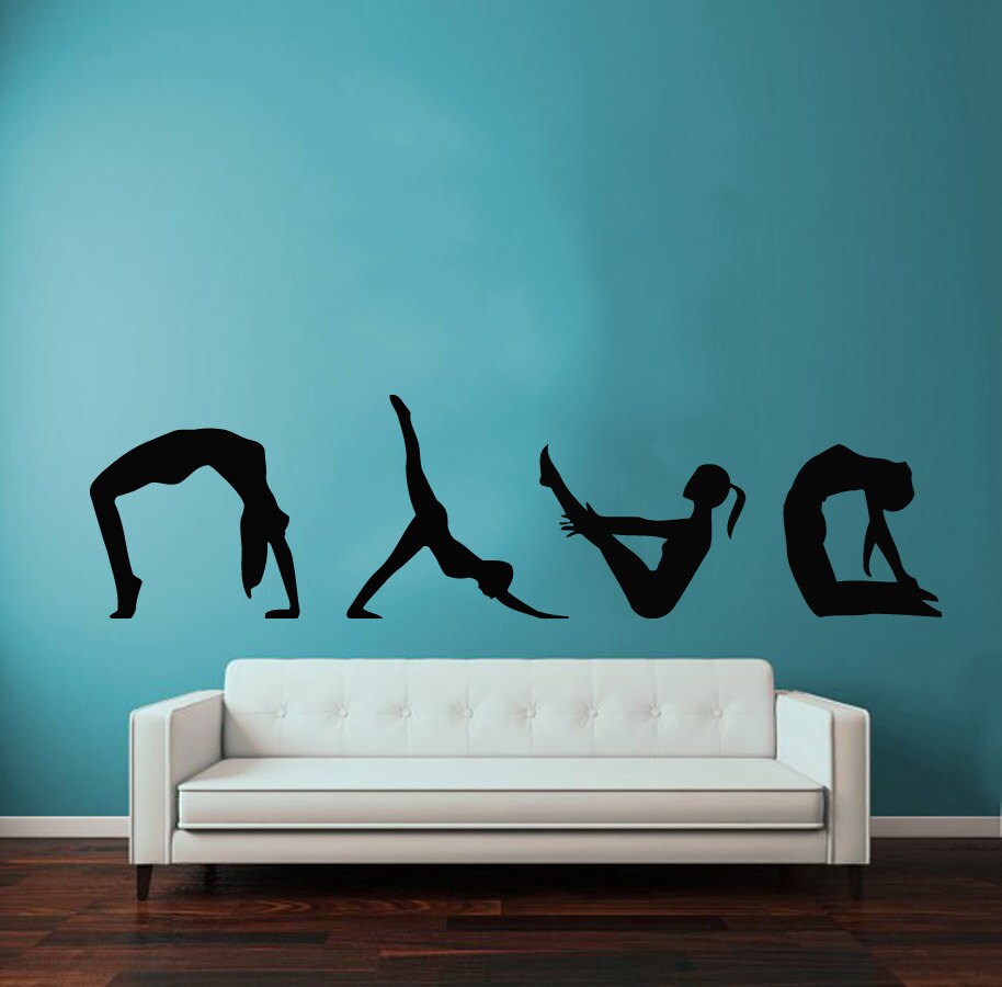 Yoga Wall Decals Fitness Exercise Stickers Girl Meditation Gym