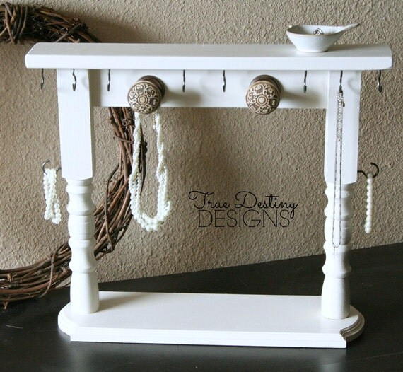 Jewelry Holder Organizer Free Standing Cream with Oil Rubbed