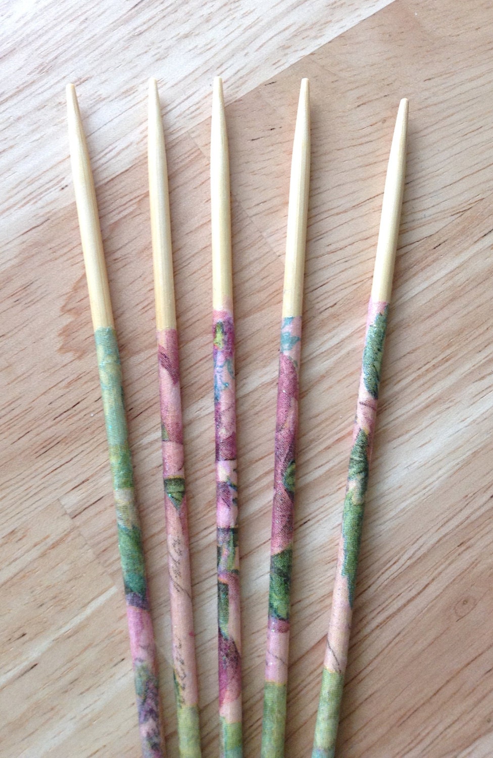 Decoupaged Double pointed knitting needles