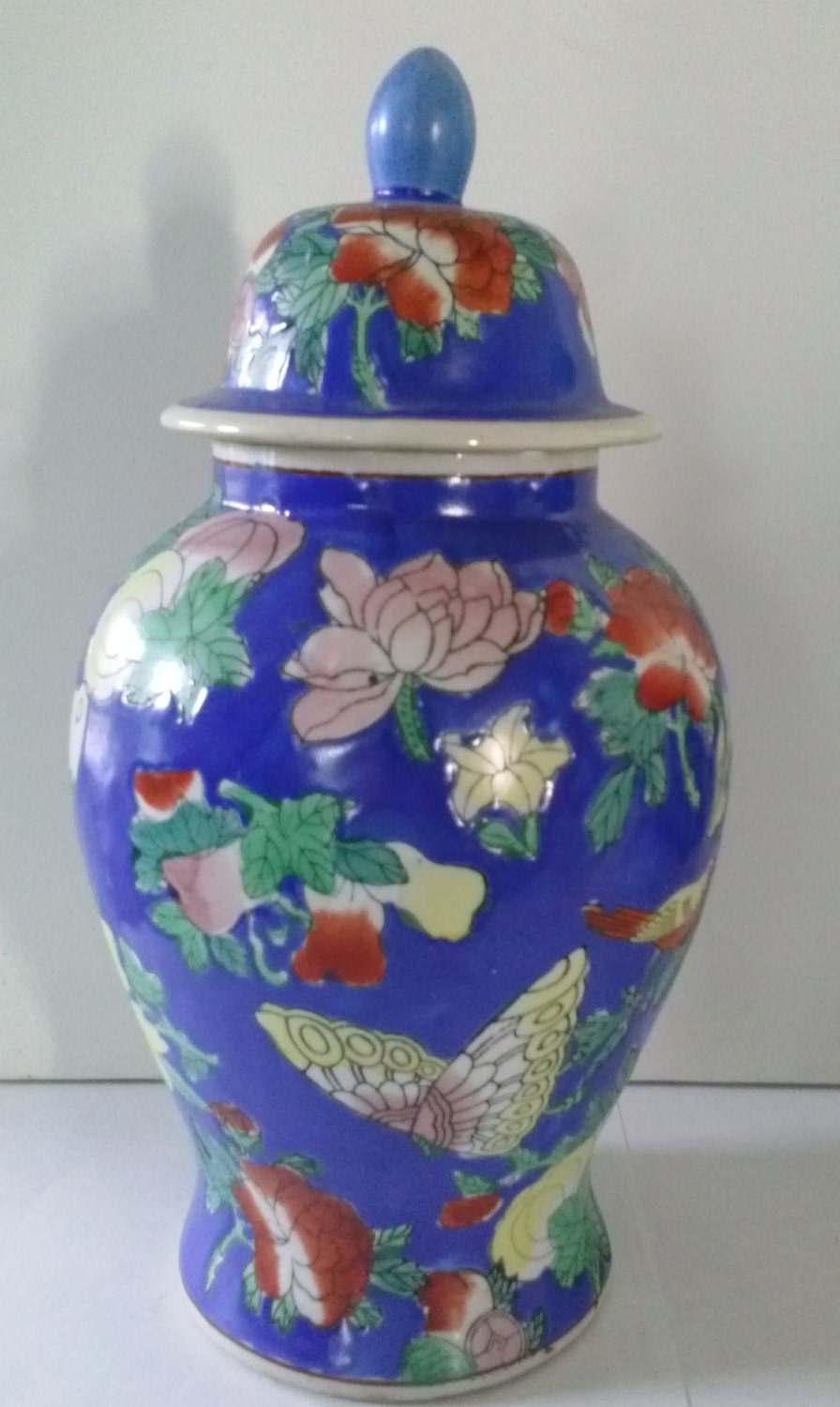 Ceramic 13 Ginger Jar Bright Lovely Color in a fresh