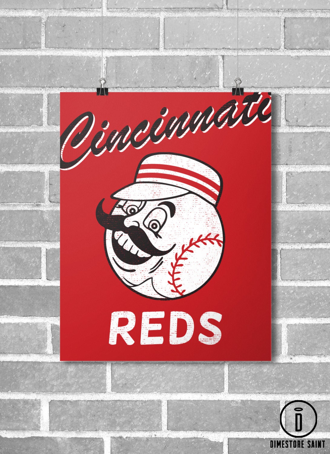 Cincinnati Reds Vintage Style Baseball Poster Mr. Red Print